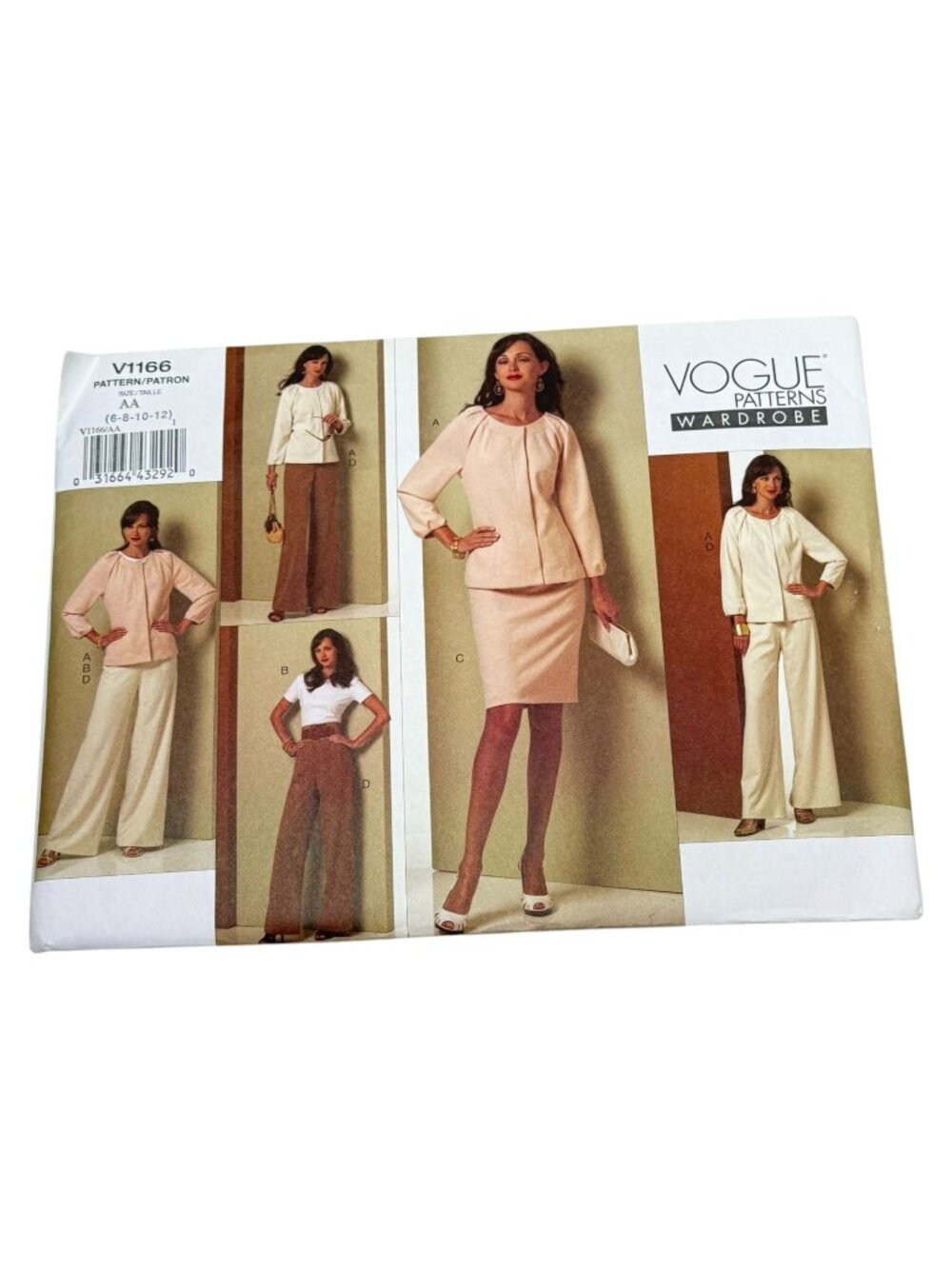 Vogue V1166 Wardrobe Jacket Top Skirt Pants Size 6 8 10 12 Pattern Uncut Sewing